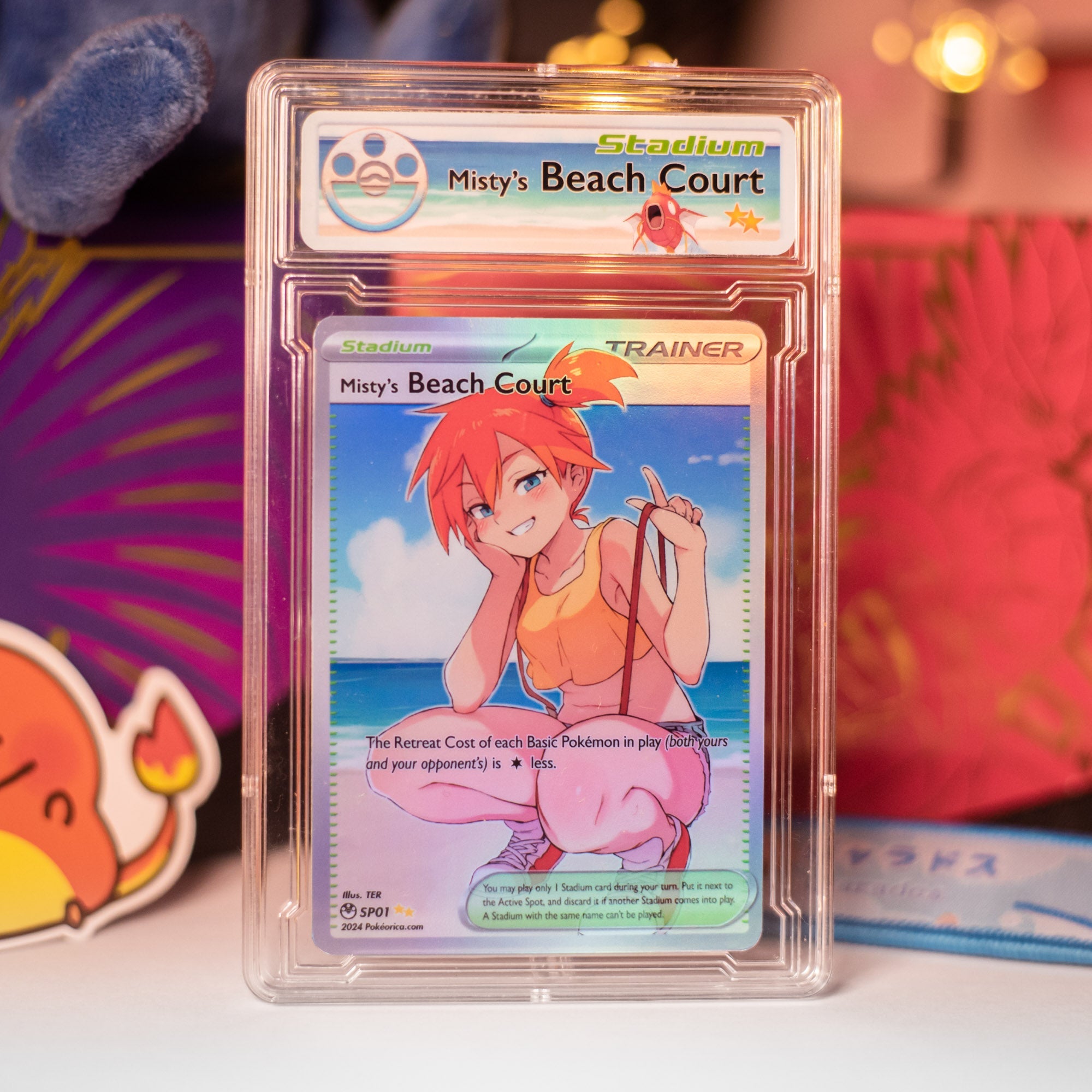 full art misty pokemon card Custom Full Art Misty's Beach Court Slab – PokeOricaSTCG