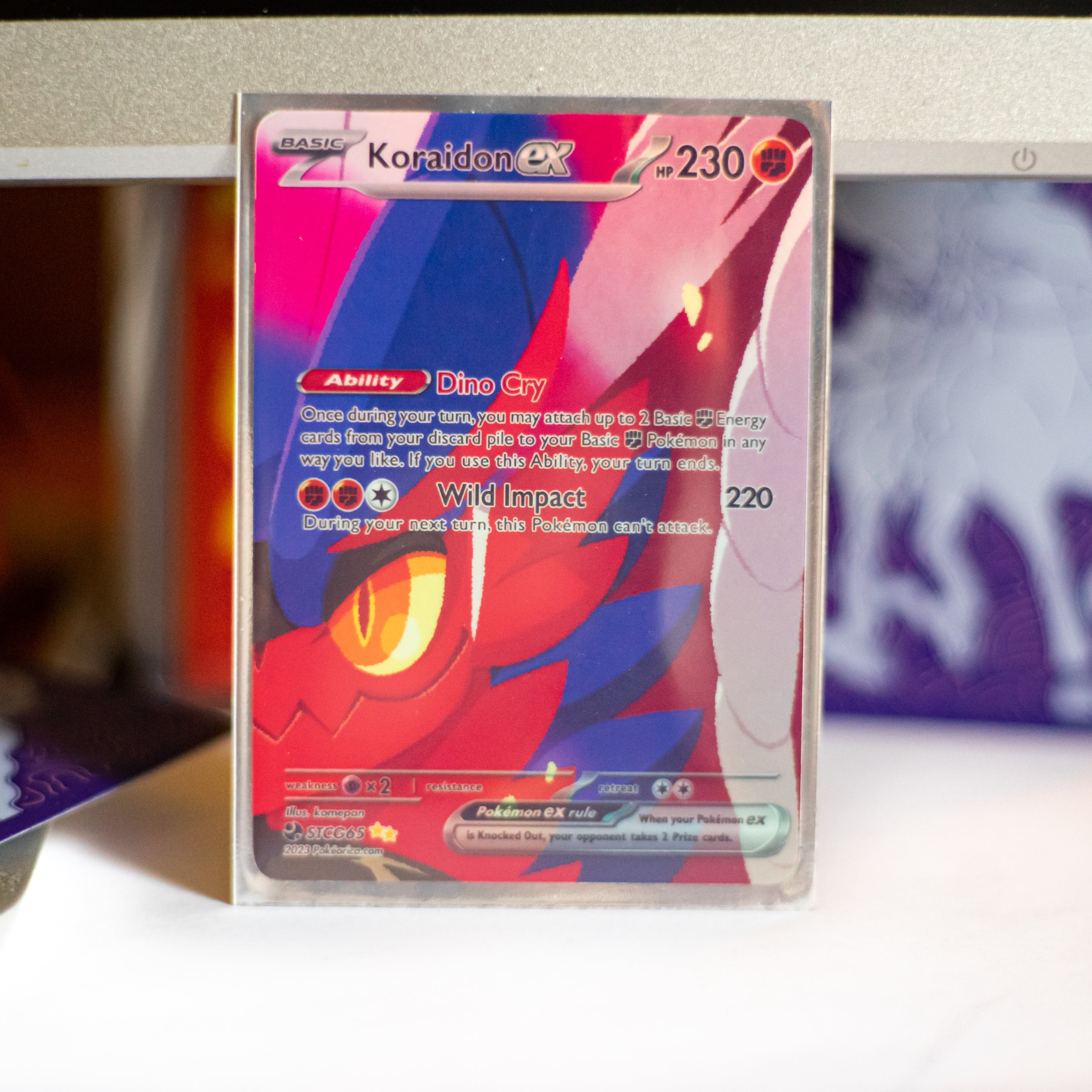 koraidon pokemon card value holographic Custom Holographic Full Art Koraidon EX Card Borderless – PokeOricaSTCG