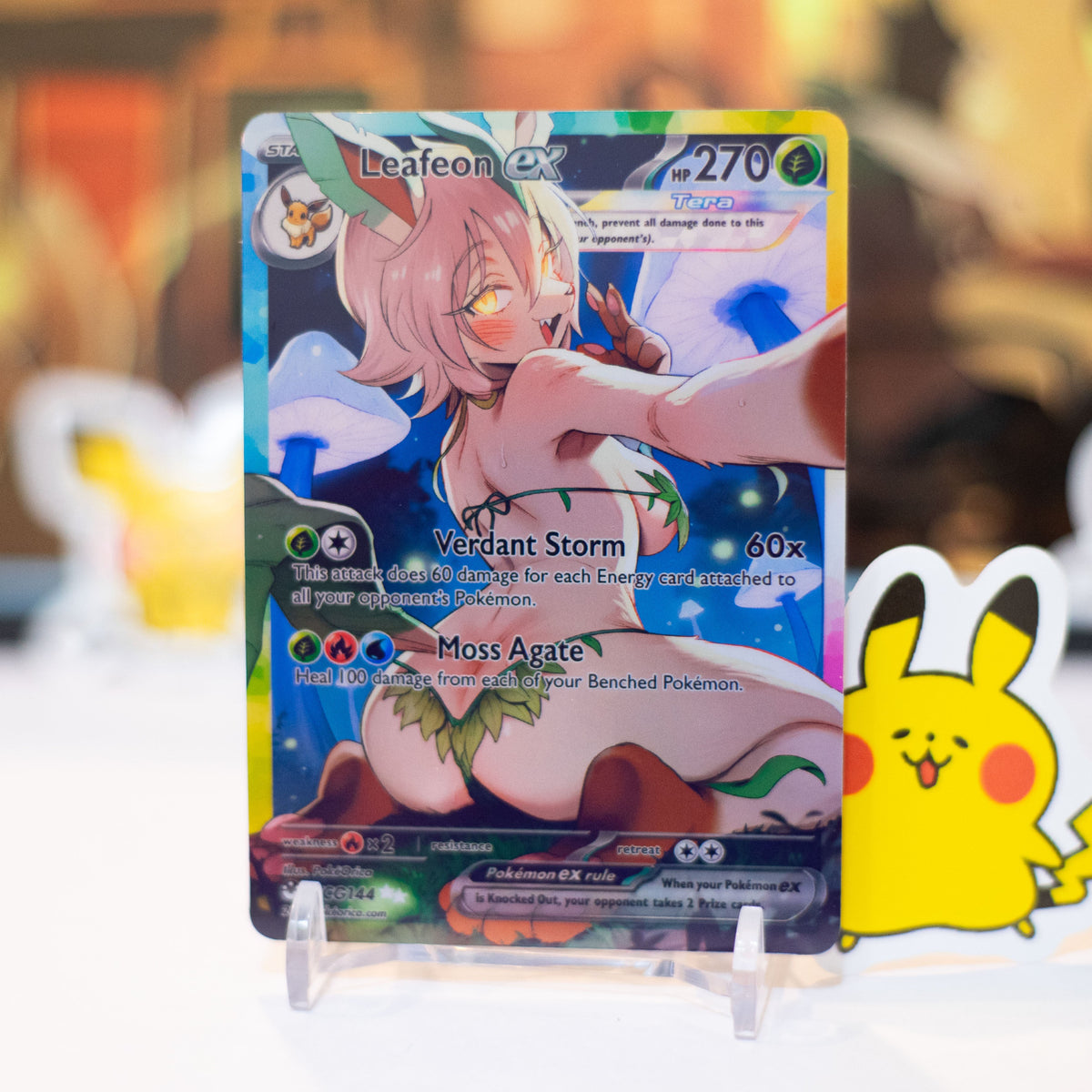 Custom Holographic Full Art Leafeon ex Card
