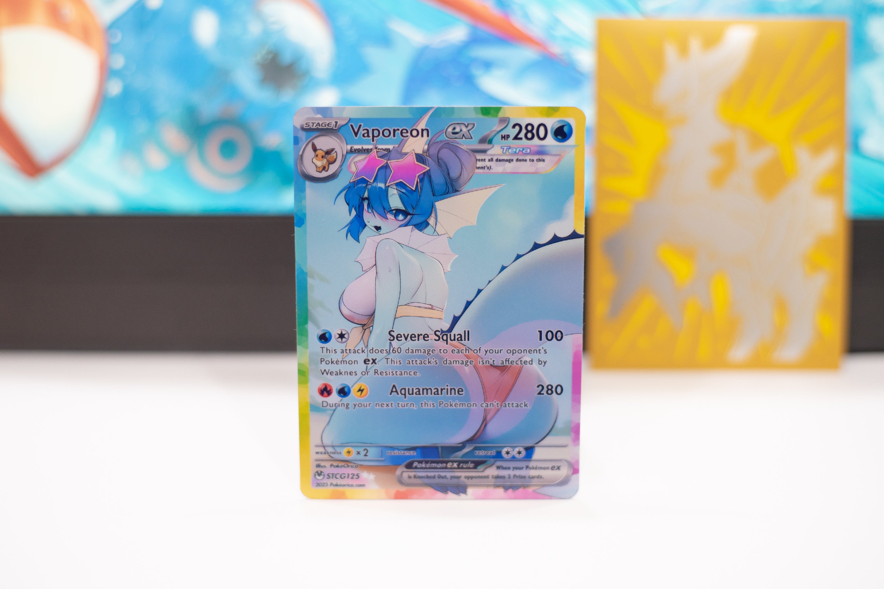 Custom Holographic Full Art Vaporeon ex PokeOricaSTCG Custom Holographic Full Art Vaporeon ex PokeOricaSTCG