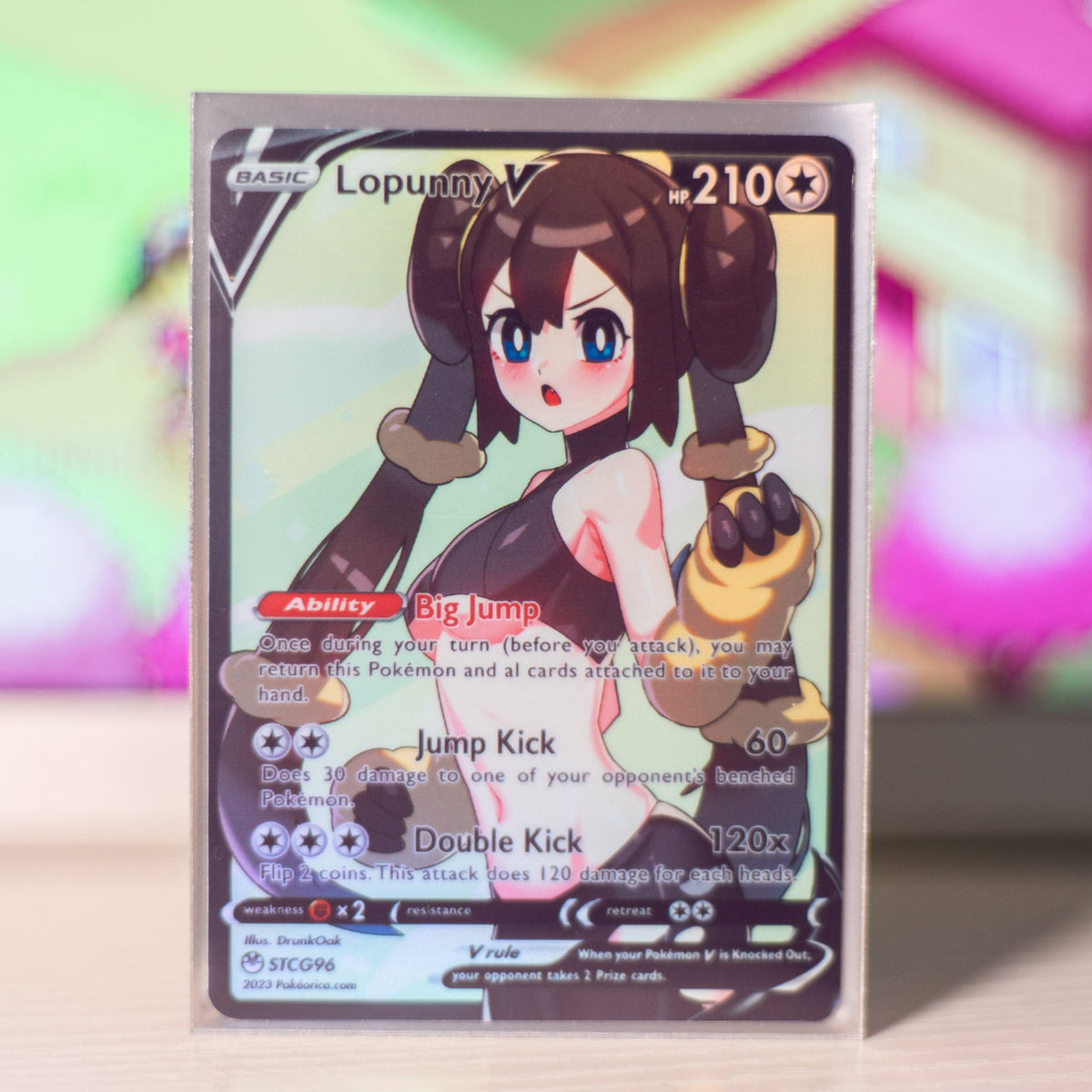 Custom Holographic Full Art Lopunny Rosa PokeOricaSTCG Custom Holographic Full Art Lopunny Rosa PokeOricaSTCG