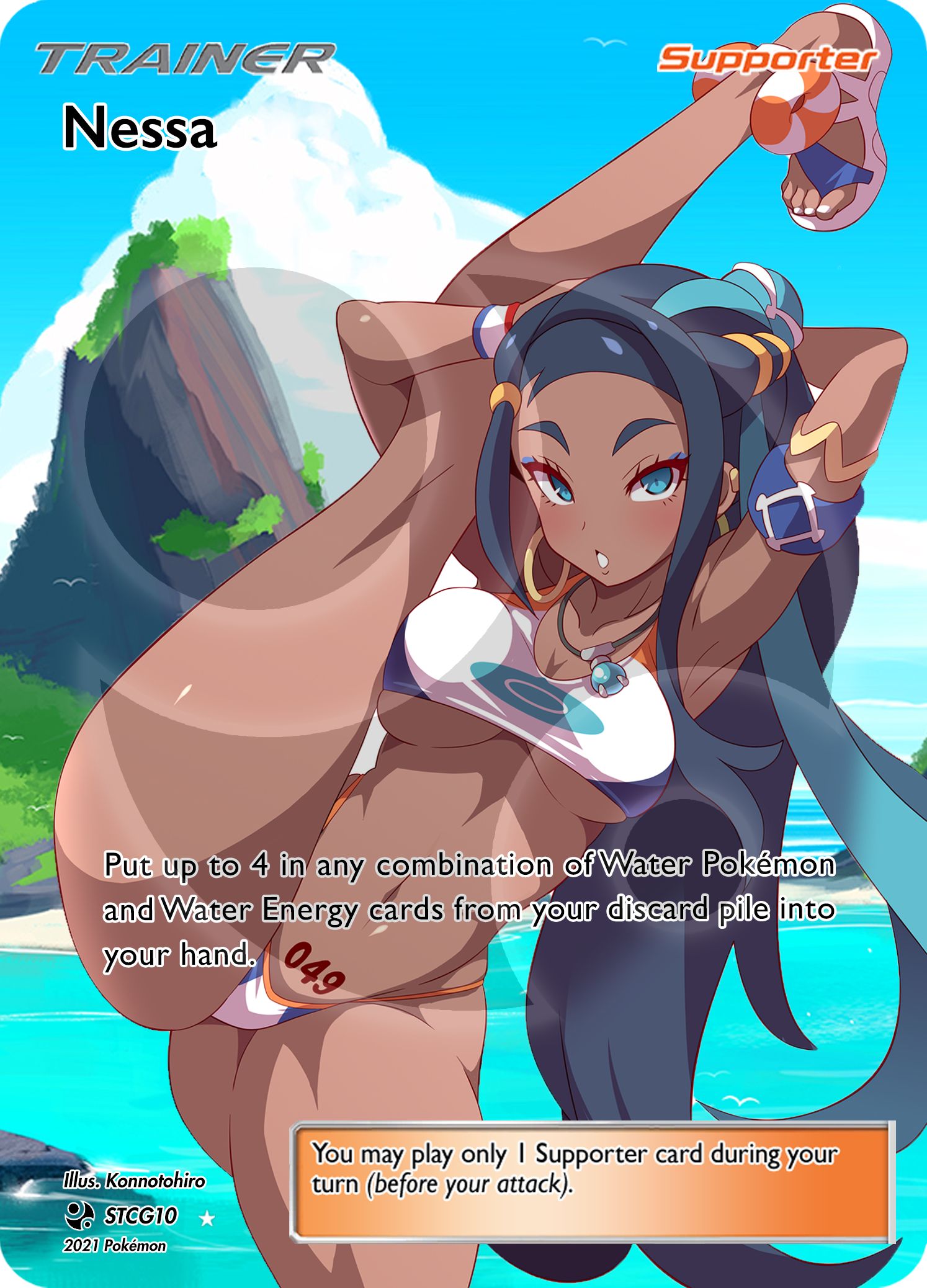Custom Holographic Full Art Nessa Card – PokeOricaSTCG