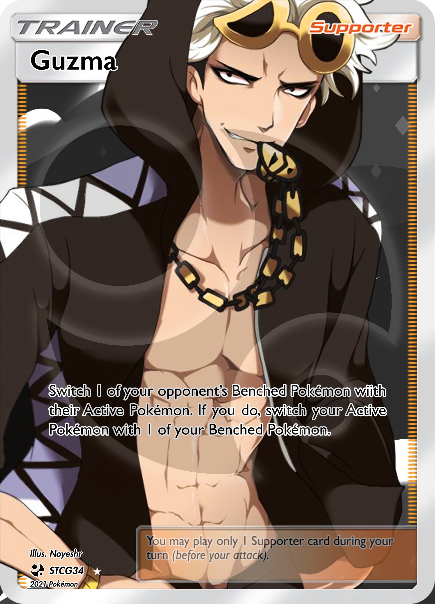 Custom Holographic Full Art Guzma Card  PokeOricaSTCG