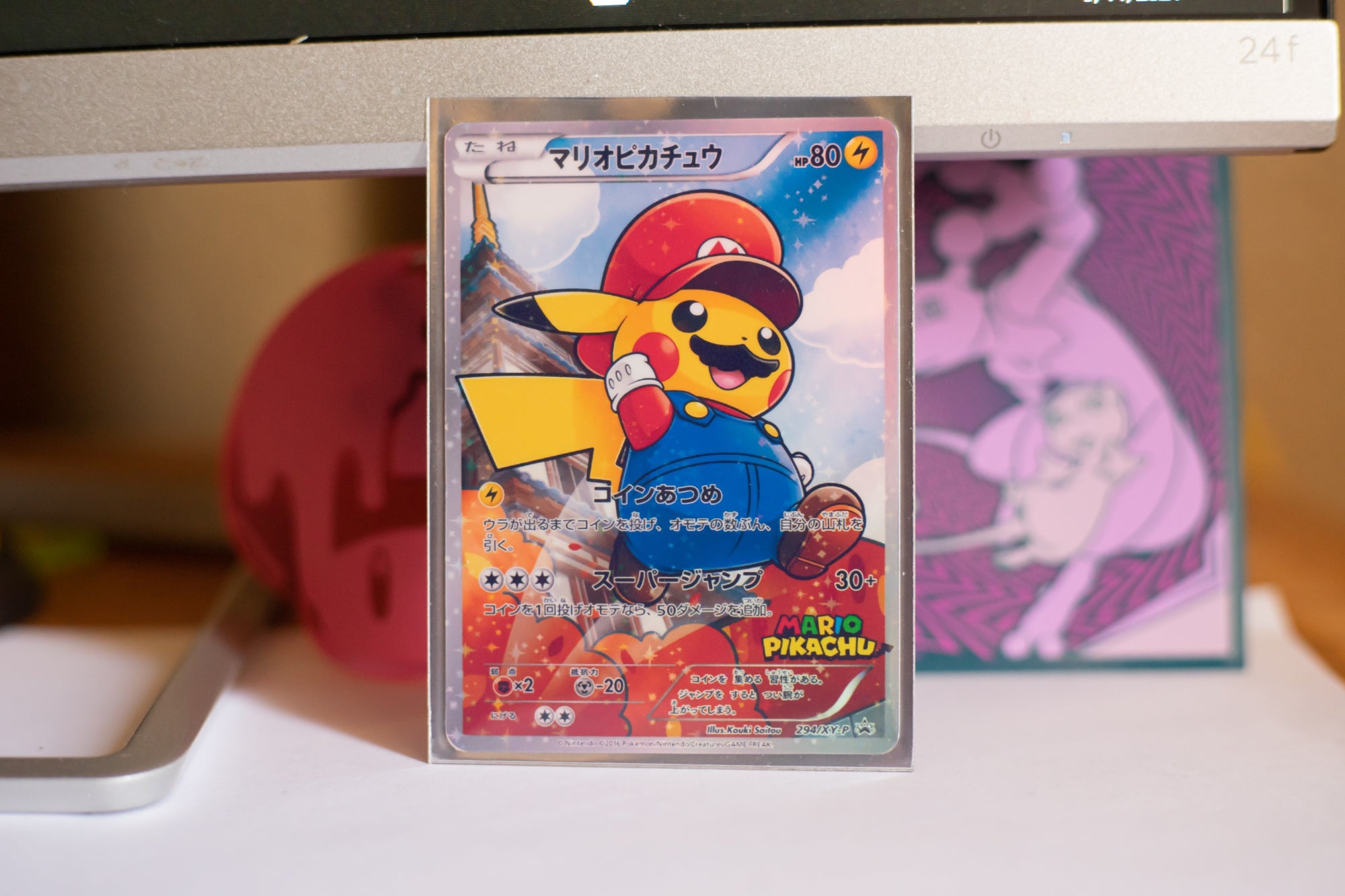 pokemon pikachu mario card Replica Holographic Full Art Cosplay Pikachu