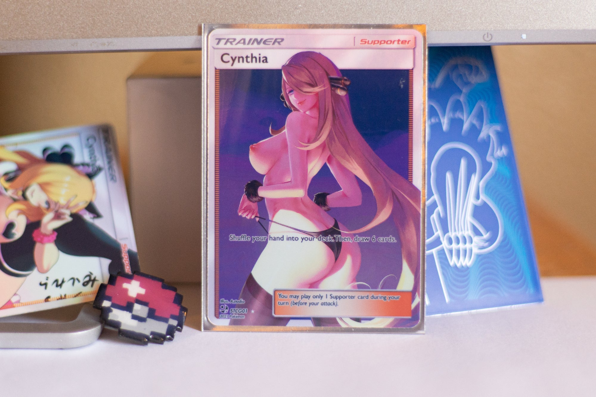 pokemon card anatomy Custom Holographic Full Art Cynthia Card – PokeOricaSTCG