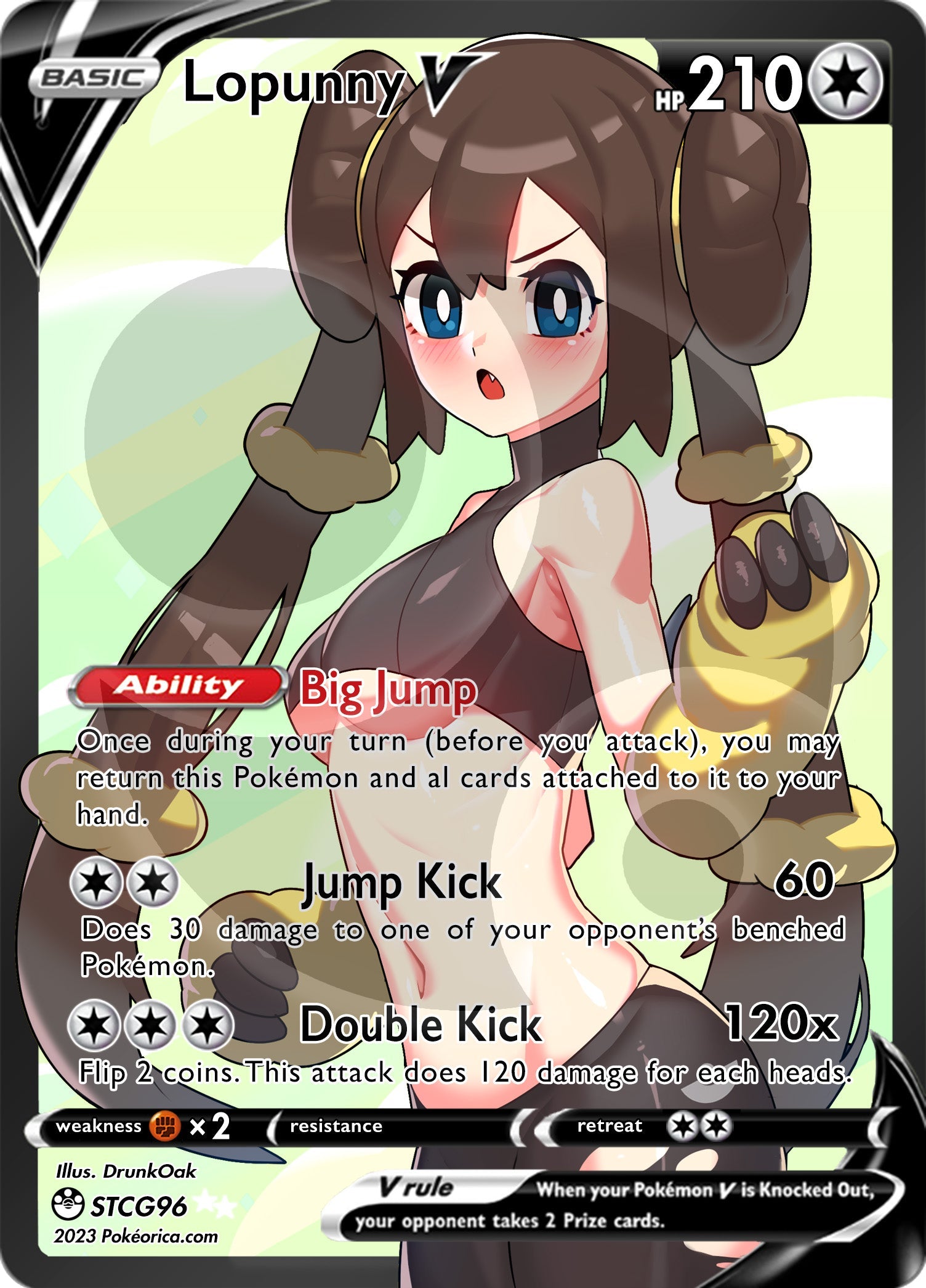 Custom Holographic Full Art Lopunny Rosa PokeOricaSTCG Custom Holographic Full Art Lopunny Rosa PokeOricaSTCG