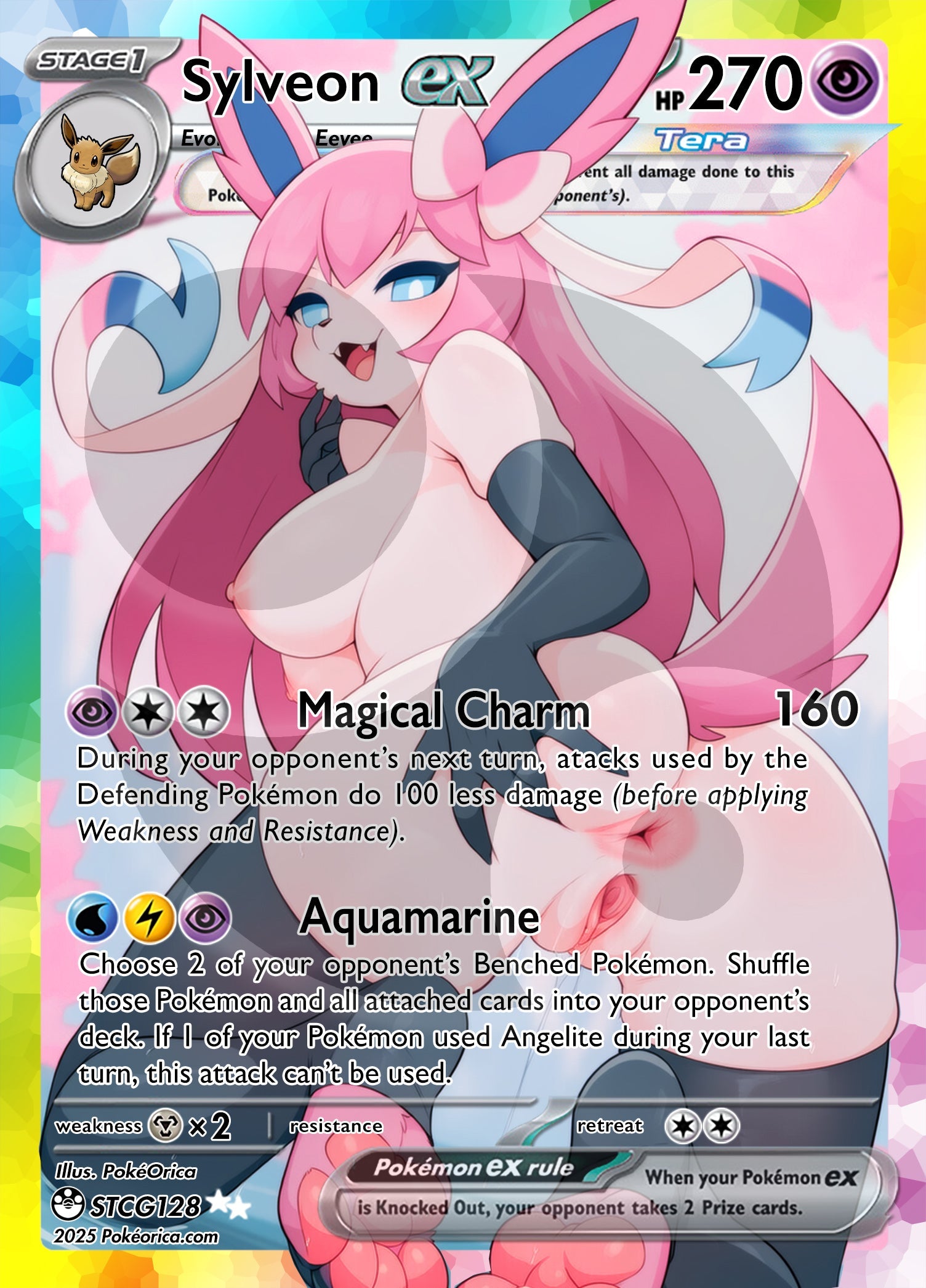 pokemon nude card Custom Holographic Full Art Sylveon ex – PokeOricaSTCG